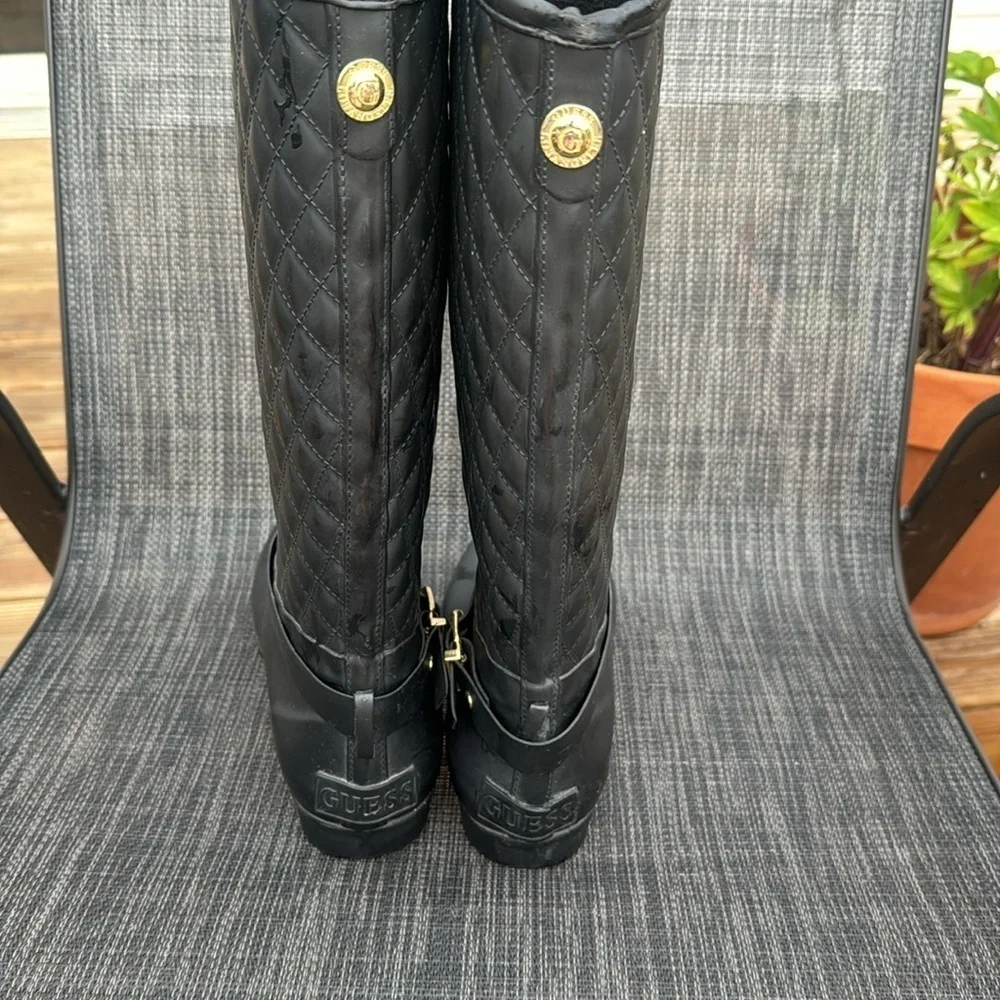 🍍 GUESS Los Angeles LuLue Mid Calf Quilted Rain Boots Women's USA 9 M🍍BT2